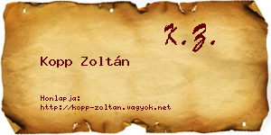 Kopp Zoltán névjegykártya